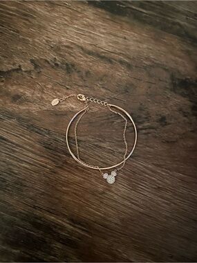 Rose Gold Mickey Charm Double Bracelet